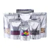 Bolsas sellables visibles de Yin y Yang, bolsas de empaque para productos secos, té de flores y snacks para mascotas, con ventana aluminizada, auto-parantes y auto-sellantes