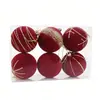 Decoraciones Navideñas Transfronterizas 6cm Bolas Navideñas con Purpurina Pintadas a Mano Terciopelo Rojo Paquete de 6 Bolas Navideñas Adornos Colgantes para Árbol de Navidad DIY