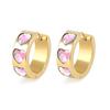 Pendientes de Aguja de Plata S925 Estilo Ins Europeo y Americano Corazón Zircón Colorido Incrustado Oro de 18K Pendientes Retro de Moda para Mujer