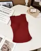 Top sin mangas de rayón sexy con escote cuadrado anudado, amigable con la piel, escote en V, espalda descubierta acanalada, plisado minimalista, copas fijas, tirantes anchos para mujer