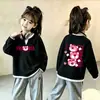 Top de punto gofre estilo coreano, imitación de dos piezas, manga larga para niñas, nuevo estilo primavera/otoño para niños medianos y grandes, versátil, elegante, capa base holgada