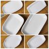 Vajilla de cerámica blanca pura para hotel, plato creativo para toalla, plato para pastel, platos largos para refrigerios, plato ornamental, plato frío