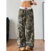 Pantalones casuales de moda transfronteriza 2025 para mujer, diseño estampado con estampado de ramas, holgados, largos y combinables.