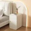 Mesa de cabeceira de madeira maciça estilo creme, armário organizador para maquiagem, mesa de cabeceira ultranarrow, criado-mudo para quarto, armário organizador para espaços pequenos