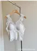 Roupa íntima de renda sexy pura e suave para primavera e verão para mulheres, camada base, roupa íntima sem fio com bojos, camisola, colete, sutiã
