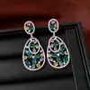 Pendientes Colgantes Huecos Ovalados de Circonita Aguja de Plata Pendientes Vintage de Lujo Ligero Pendientes Exquisitos Versátiles para Mujer