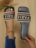 Comercio Exterior Pantuflas talla extra Pantuflas Planas para Mujer 2024 Verano Atuendo de Ocio Europeo y Americano Pantuflas de Playa Bordadas