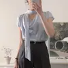 Camiseta de Cuello Alto sin Mangas Fina Semitransparente Versátil Elegante Estilo Nuevo Dongdaemun Coreano Transfronterizo con Cuello Bufanda de Cinta