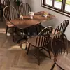 Mesa Estilo Americano, Cafetería de Moda, Mesa y Sillas de Comedor para Restaurante Occidental, Mesa de Comedor Cuadrada de Madera Maciza Color Nogal Vintage, Mesa Cuadrada, Mesa Larga