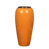 Decorações de Casa Enfeites Jingdezhen Cerâmica Conjunto de Três Peças Vaso de Flores Secas Novo Estilo Chinês Vaso de Cerâmica Vaso Laranja Vibrante
