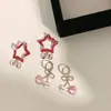 Aretes de Gato Estrella de Contraste de Color para Mujer, Estilo Dulce y Fresco, Accesorios Versátiles de Alta Gama de Estrella de Cinco Puntas en Rosa