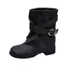Botas Martin curtas vintage picantes transfronteiriças femininas outono 2026 novas fivelas de cinto ocidentais salto grosso botas largas botas curtas