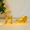 Decoraciones Navideñas Grandes en el Centro Comercial, Hermosas Escenas de Exhibición, Adornos Luminosos de Reno y Trineo con Purpurina Navideña