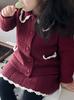 Conjunto de 2 piezas de suéter navideño para niña, chaqueta y falda con gancho en contraste, para otoño e invierno.