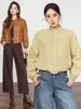 Chaqueta de cuero genuino Haining de réplica auténtica 2026 nuevo estilo para mujer, corta, holgada, estilo motociclista, chaqueta abrigo de piel de oveja