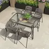 Mesas y Sillas de Exterior, Conjunto de Ocio para Patio de Villa al Aire Libre, Balcón Abierto, Conjunto Metálico de Acero de Titanio para Exterior, Mesa de Comedor