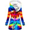 Estilo europeo y americano transfronterizo Amazon nuevo abrigo trench para mujer invierno engrosado estampado copo de nieve 3D botón abrigo con capucha