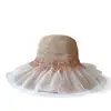 Estilo Hada Tul Diamante Brillante Rafia Fina Sombrero de Pescador para Mujer Verano Ala Ancha Sombrilla Sombrero Cubeta Sombrero de Playa Vacaciones en la Costa