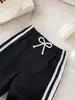2026 Novo Modelo Calça Esportiva Casual de Verão para Meninas, Solta, Moderna, Listrada, de Perna Reta, Cintura Elástica, Longa, de Fábrica de Comércio Exterior
