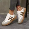 Tênis de Treino Retro Alemão para Mulheres de Comércio Exterior Transfronteiriço, Temporada de Primavera, Tamanho Grande, Color-Blocking, Bico Redondo, Estampa de Leopardo, Cores Contrastantes, Tênis Casuais de Solado Plano Atacado