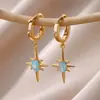 Pendientes de Estrella de Ocho Puntas con Circonita Incrustada Estilo Retro de Lujo Ligero Transfronterizos Pendientes Solares Diseño de Nicho Simples y Versátiles Venta al por Mayor