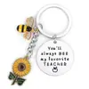 Llavero de Acero Inoxidable Dama Girasol Abeja Llavero Regalo para Amigos Llavero de Abeja Mayoreo