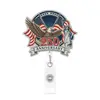Insignia Conmemorativa del 250º Aniversario de Estados Unidos Transfronterizo Portapase de Insignia Retráctil Colgante Regalo del Día de la Independencia