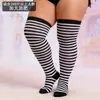 Calcetines de Tres Rayas Talla Grande 90 kg para Mujer, Estilo Europeo y Americano, Extra Anchos, Talla Grande Hasta el Muslo