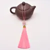 Chapéu com franjas de borla, coroa de metal, pingente de nó chinês, acessórios de joalheria, marcador de livro, acessório de cabeça, pingente para celular, borla pequena