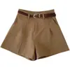 Verano 2026 nueva moda versátil de cintura alta adelgazantes shorts de traje shorts casuales de pierna ancha para mujer, estilo popular