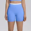 Nuevos shorts de yoga de bloqueo de color sin costuras transfronterizos, pantalones de yoga ajustados de cintura alta acanalados para correr, deportes y fitness