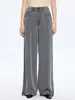 Jiang* Calça Jeans Casual Jiang* Estilo Vintage Desbotado Cintura Elástica Perna Larga Estilo Preguiçoso