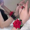 Pulsera Gótica Juramento de Sangre Pulsera de Vampiro Vintage Pulsera con Anillo de Encaje Rosa Roja Romántica para el Día de San Valentín
