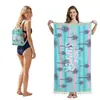 Toalla de playa plegable de gran tamaño 80X160, toalla de baño estampada, toalla de playa integrada, bolsa integrada, portátil