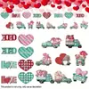 16 de Madera Romántico Día de San Valentín Rojo Verde Puntos Cuadros Tema de Amor Fiesta Fiesta Árbol Festivo Colgante