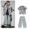 Roupas Infantis Hip-Hop Moda Street Dance Infantil Tendência Camisa Vintage Legal Roupa para Meninos Roupa de Performance Hip-Hop para Meninas