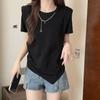Collar Irregular Camiseta de Manga Corta Hombro Derecho Diseño de Verano para Mujer Camiseta Holgada Top