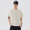 Camiseta casual de manga corta con cuello en V, holgada y transpirable para hombre