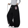 Comércio Transfronteiriço Calça Larga Solta Estilo Retrô Americano com Estampa, Calça de Moletom Unissex de Perna Reta com Padrão Cruzado Estilo Gótico