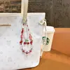 Cadena Creativa de Aleación con Cerezas de Doble Hilo y Cuentas para Teléfono Móvil Llavero Colgante Exquisito para Bolso Accesorios para Funda de Teléfono Móvil Pequeños Regalos