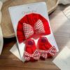 Conjunto de Chapéu de Bebê para Primavera e Verão com Meias Finas 0-12 Meses Recém-Nascido Estiloso Floral Xadrez Índia