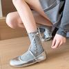 Primavera y Verano nuevo estilo ins de Corea del Sur lazo de orejas de madera calcetines de media pantorrilla para niña JK japonés calcetines de felpa de pantorrilla de color sólido