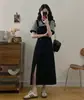 2026 Moda Nueva para Mujer Tallas Grandes Aspecto de Dos Piezas Ajustado Cuello en V Color Elegante Bloque de Color Abertura Casual Vestido de Tirantes