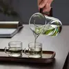 Taza de justicia separadora de té y agua en forma de media luna con filtro integrado, taza de media luna, gran capacidad, juego de té de vidrio transparente, taza de justicia