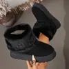 Botas de Neve Curtas Grossas Desfiadas de Inverno 2026 Novidade Transfronteiriça para Mulheres, Botas de Cano Médio para Tornozelo de Comércio Exterior, Cor Sólida Retrô Atacado
