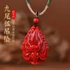 Pingente de Raposa de Nove Caudas de Cristal Translúcido de Cinábrio Cru para Homens e Mulheres, Colar da Sorte do Ano de Nascimento, Presente de Aniversário Venda por Atacado
