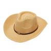 Chapéu de palha dobrável para verão ao ar livre, chapéu de pesca respirável com aba grande para homens, chapéu de praia com proteção solar para viagem e chapéu de cowboy