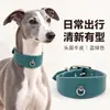 Coleira de couro para animais de estimação, coleira larga para cães, coleira de couro genuíno para spaniels, com um laço para prender plaquinhas, coleira para passear com o cão, coleira lisa para DIY