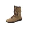 Suela Deportiva Más Cómoda Botas de Ruibarbo Botas con Costuras de Gamuza de Vacuno Botines Casuales con Cordones de Tacón Bajo para Mujer 2025 Invierno