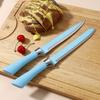 Juego de cuchillos de cocina para el hogar de color azul, de siete piezas, con base de barril y punta de pulverización antiadherente corrugada, disponible en stock